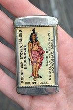 Rare Antique Doe-Wah-Jack Match Safe. Round Oak Advertisement. Estate. Celluloid picture