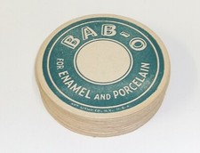 12 Vintage 1930's/40's Bab-O Enamel Porcelain Cleaner Lithograph Adv Coasters picture