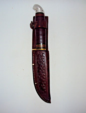 Vtg Western Boulder Co L66 Fixed Blade Knife Stacked Leather Original Sheath USA picture