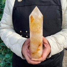 1.86LB Natural Yellow Flower Quartz Obelisk Crystal Wand Point Healing C2782 picture