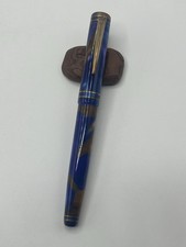 GW Pens Custom Artisan Fountain Pen - Blue Brown Marbled Acrylic Gold Trim picture