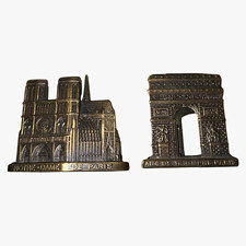 Vintage Bronze Tone Metal Paris Miniatures Lot Notre-Dame Arc de Triomphe picture