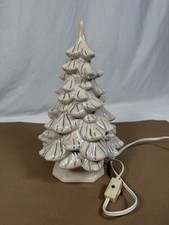 Vintage Holland Mold Ceramic Christmas Tree Lamp Iridescent Pearl Unique picture