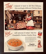 1950 Campbells Gumbo Soup Advertisement 1900 New Orleans Kitchen Vtg Print AD picture
