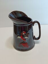 Vintage syrup pitcher Redware Brown Luster Rooster on Roof 5 1/2