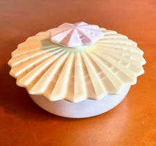 MCM Porcelain California Pottery Trinket Dish Yellow Fan Top & Pink Knob 7x4x2