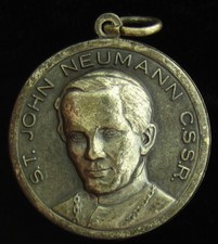 Vintage John Neumann Medal Jesus Mary Our Lady of Perpetual Help Angels Large picture