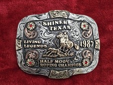 Calf Roping RODEO☆Shiner Texas Beer☆1987☆X~Treme☆CHAMPION TROPHY BUCKLE☆Rare☆T87 picture