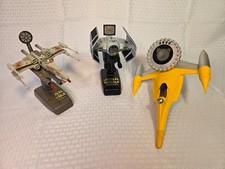 Vintage 1990's Star Wars Tie Figher & X Wing Fighters w/Blasters & Naboo Fighter picture