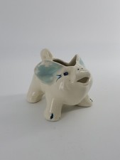 Vintage Ceramic BLUE Accented PIG Creamer, Cream Pitcher - Mid Century Pottery picture