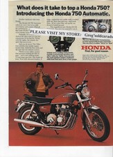 Original 1976 Honda 750 Automatic motorcycle vintage print ad, advertising picture