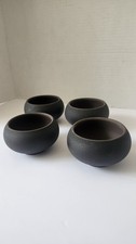 Teavana Japanese Style Porcelain Tea Cup Set Dark Brown Stoneware Japan picture
