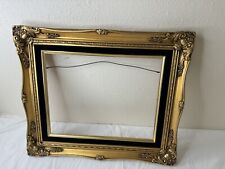 Vintage Wood Frame Baroque Ornate Antique Gold Black Framed Inset Artwork picture