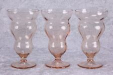3 Lido Rose Glow Footed Tumblers Federal Pink Depression Glass Parfaits picture