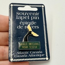 Whale Watching Nova Scotia Tail Fin Lapel Pin Atlantic Canada Travel Souvenir picture