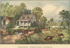 American Homestead Summer 1868 Vintage Currier Ives Reprint Wall Art picture