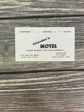 Vintage Chandon's Motel Mount Shasta California Roadside Ephemera Business Card picture