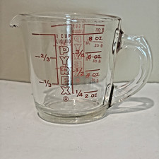 Vintage PYREX 508 Red Letter Closed D Handle 1 Cup Measuring Glass Made In USA picture