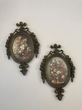 Set of 2 Vintage Victorian Ornate Italian Floral Metal Picture Frames picture