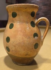 Antique Hand-Painted Hungarian Earthenware Handled Pitcher - Good Condition - 7
