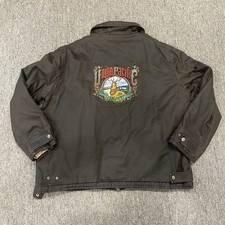 Vintage Union Pacific Railroad Brown Leather Jacket Distressed Quilted Lining picture