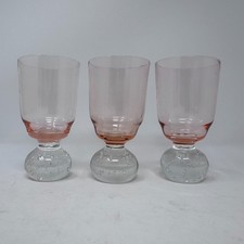 Hand Blown Bubble Glasses Tumbler Set Of 3 Pink Missette Wine Shot picture