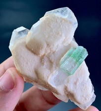 194 Carat Tourmaline Crystal With Quartz Specimen From Afghanistan picture