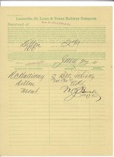 1890 KY Whiskey Shipment Via RR ~ William M. Collins & Co., Louisville KY picture