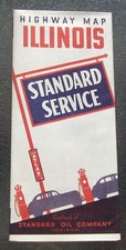 1940 Standard Oil Company Standard Service ILLINOIS Highway Road Map UNUSED Look picture