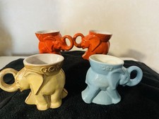 4 Vintage Frankoma Politician Elephant Mugs.GOP 2 Red 1969, Blue & Tan 1973 3.5” picture