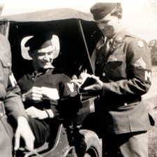 ID'd c1940s WWII US Army MP Jeep Sailor Dawkins Snapshot Photo Military Police picture