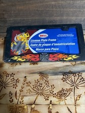 Vintage 2003 Bell Iron Cross Flames License Plate Frame Metal New Sealed picture