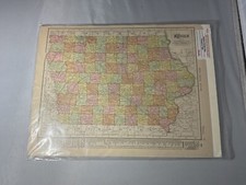 1906 ANTIQUE RAND MCNALLY NEW IDEAL ATLAS-MAP OF Missouri & Iowa - J35 picture