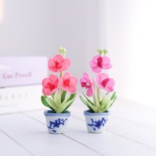 Vanda Orchid Magnets For Fridge Dollhouse Miniature Handmade Pink Purple X2 PCS. picture