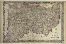 Original 1879 Ohio & Indiana Mitchell Map,Not Repro,County Townships,Antique,Old picture
