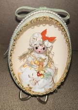 Vtg OOAK Handcrafted Egg Diorama Girl with Stand Kitsch picture