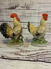 Vintage Homco Porcelain Rooster & Hen Chicken Figurines Set (Model #1446) picture