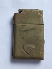 Vintage Marathon Slide-A-Lite Brass Cigarette Case Lighter Art Deco Monogram  picture