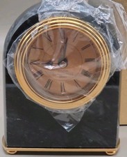 Vtg NIB JC Penney Desk Clock Golden Rule Award Black Marble Gold Tone  picture
