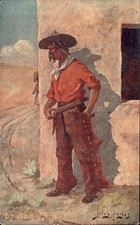 Cowboy with gun Western Anglo Cowboy Series c1900s-10s Vintage Postcard picture