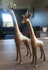 Vintage Hand Hammered Brass Giraffes Korea  picture