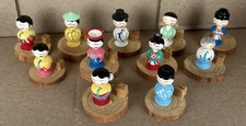 Vintage Korean Wooden Place Card Holders Hand Painted Folk Art Figurines Set 11 picture