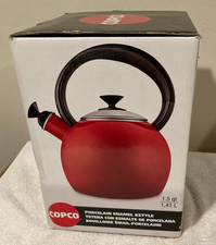 NEW Copco  1.5-quart Porcelain Enamel Whistling Tea Kettle  picture