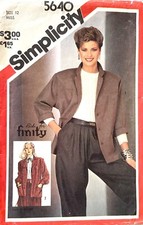 1980's Simplicity Misses' Jacket Pattern 5640 Size 12 UNCUT picture