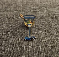 Vintage Martini Cocktail Glass Olive Lapel Pin 1