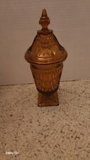 Indiana Glass Mount Vernon Apothecary Amber Pedestal Covered Candy Dish picture