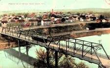 Canal Dover Ohio Wooster Street Ave Bridge Trolley Train Railroad Postcard F13 picture