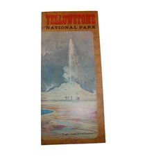 1968 Yellowstone National Park Brochure Map Thomas Moran Art Lodging Rates picture