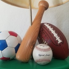 Vintage Multi Sport Table Lamp Baseball Football Soccer BASE ONLY Tested Working picture