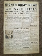  1943 SEPT 3RD FRI , WWII EIGHT ARMY NEWS NEWSPAPER FRONT PAGE HEADLINES POSTER picture